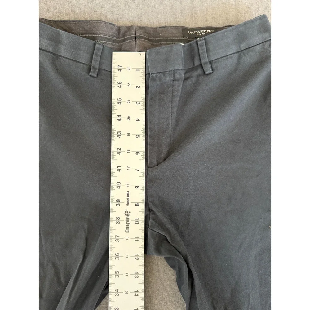 Banana Republic Mens Slim Fit Chino Pants 33x34 Charcoal Black Preppy Casual